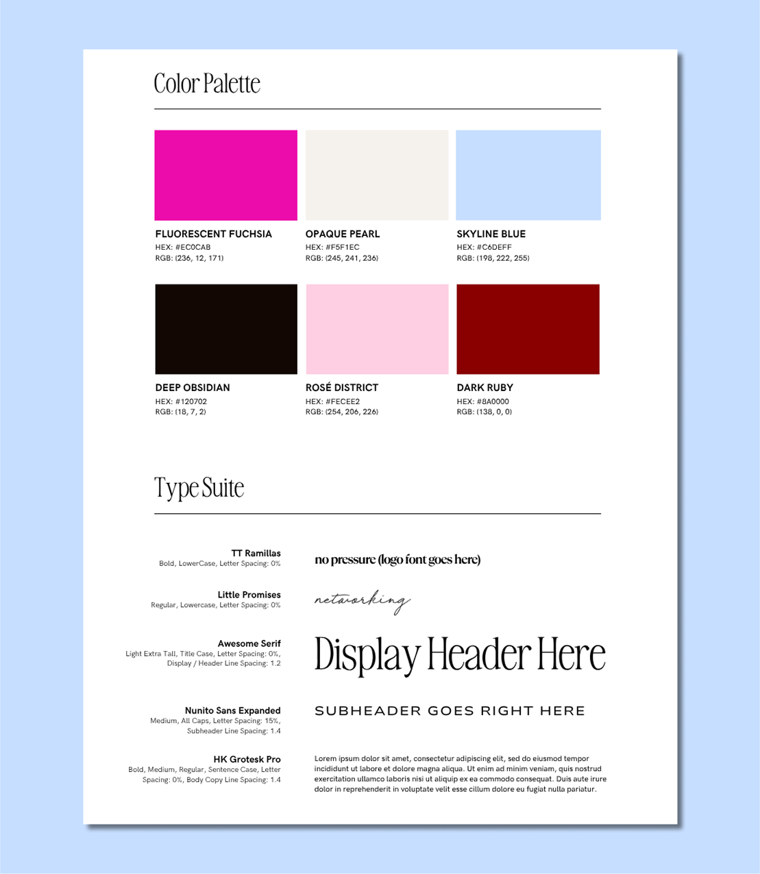 Brand Card Colors and Type